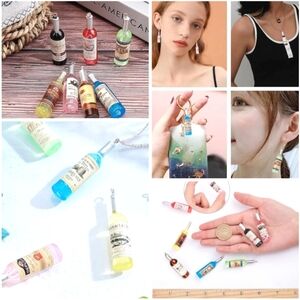 🍎 28pcs Resin Wine Bottle Charms Jewelry Making Kit Keychain Bracelet Earrings